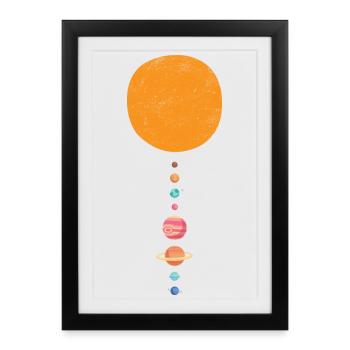 Système solaire et planètes : cadeau astronomie - Affiche encadrée (27 × 37 cm) - noir - Devant
