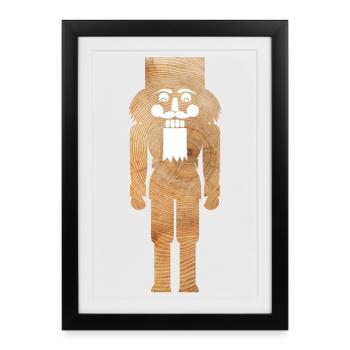 Nussknacker Holz Weihnachten Erzgebirge Natur - Gerahmtes Poster (27 × 37 cm) - Schwarz - Vorne