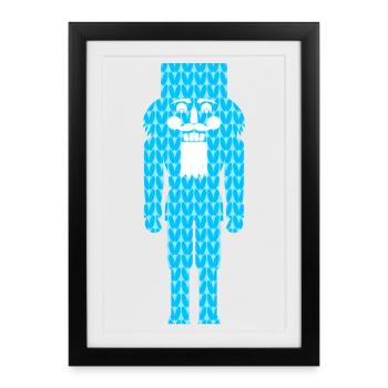 Nutcracker Knitting Pattern Pattern Blue Christmas - Framed poster (27 × 37 cm) - black - Front