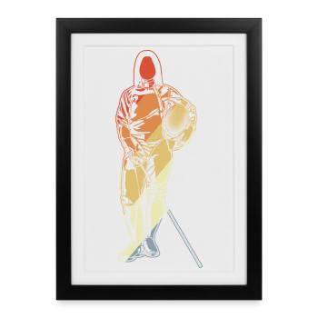 Fencing Girl Drawing - Framed poster (27 × 37 cm) - black - Front