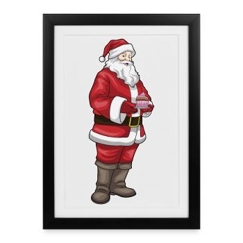 Petit gâteau de Noël Père Noël - Affiche encadrée (27 × 37 cm) - noir - Devant