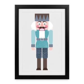 Nutcracker Christmas Xmas Wood Dots Decoration - Framed poster (27 × 37 cm) - black - Front