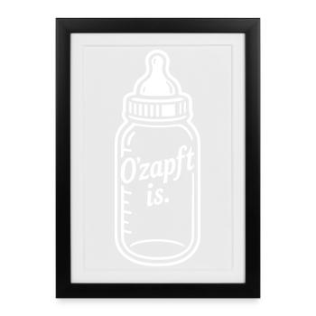 Baby Bottle Drinking Breastfeeding O'zapft is - Framed poster (27 × 37 cm) - black - Front