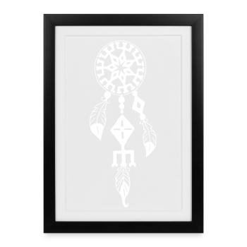 Attrape-rêve blanc - Affiche encadrée (27 × 37 cm) - noir - Devant
