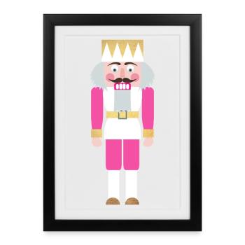 Nutcracker pink decoration Christmas Xmas Christmas - Framed poster (27 × 37 cm) - black - Front