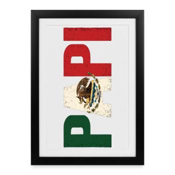 Mexique Pride Flag Eagle Look Vintage - Affiche encadrée (27 × 37 cm) - noir - Devant