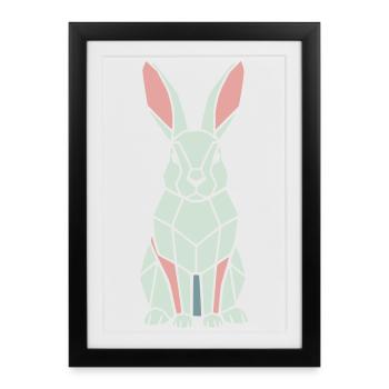 Geometric Bunny Low Poly Modern - Framed poster (27 × 37 cm) - black - Front