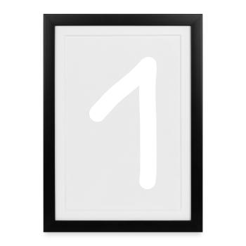 1 numéro un anniversaire blanc - Affiche encadrée (27 × 37 cm) - noir - Devant
