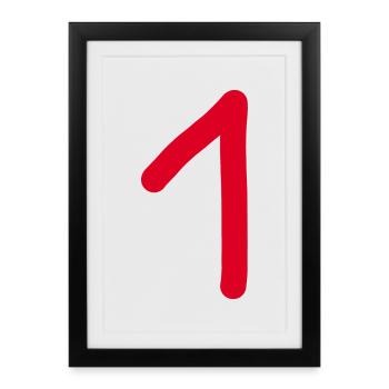 1 numéro un rouge anniversaire - Affiche encadrée (27 × 37 cm) - noir - Devant
