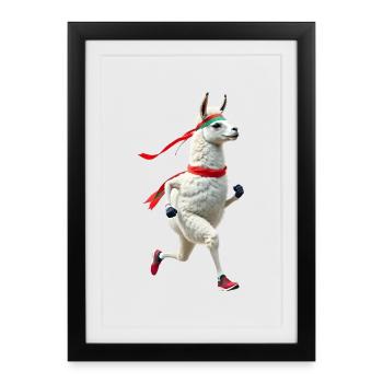 Lama avec bandeau jogging - Affiche encadrée (27 × 37 cm) - noir - Devant