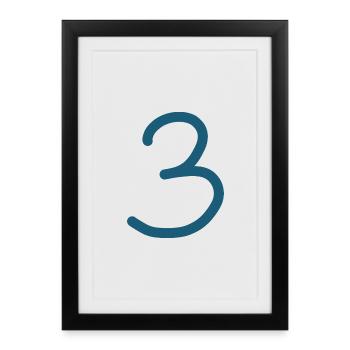 3 Numéro trois numéro anniversaire - Affiche encadrée (27 × 37 cm) - noir - Devant