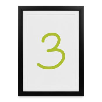 3 Numéro trois anniversaire vert - Affiche encadrée (27 × 37 cm) - noir - Devant