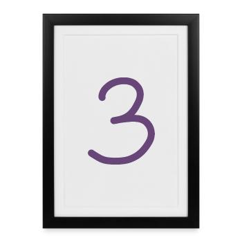 3 numéro trois numéro violet anniversaire - Affiche encadrée (27 × 37 cm) - noir - Devant