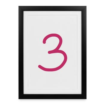 3 Numéro trois numéro anniversaire - Affiche encadrée (27 × 37 cm) - noir - Devant