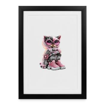 Miaou, c’était hier – voici l’avenir ! Va - Affiche encadrée (27 × 37 cm) - noir - Devant