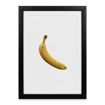 Banana Minimal Yellow Silhouette - Framed poster (27 × 37 cm) - black - Front
