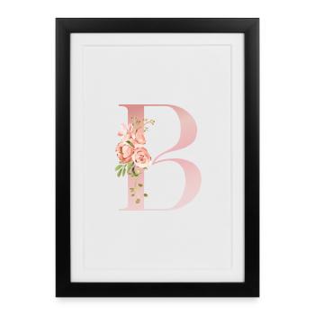 B Florale Pastel - Affiche encadrée (27 × 37 cm) - noir - Devant