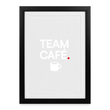 EAM CAFÉ | Minimaler Kaffeehumor - Gerahmtes Poster (27 × 37 cm) - Schwarz - Vorne
