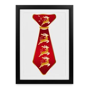 Cravate festive silhouette de renne - Affiche encadrée (27 × 37 cm) - noir - Devant