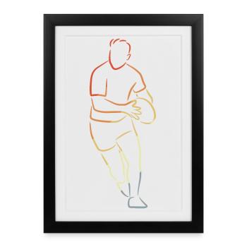 Croquis de joueur de rugby - Affiche encadrée (27 × 37 cm) - noir - Devant
