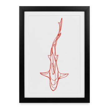 Silhouette de requin rouge - Affiche encadrée (27 × 37 cm) - noir - Devant