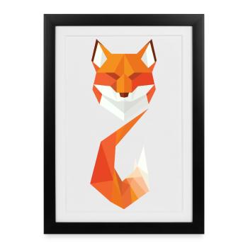 Modern Geometric Fox - Framed poster (27 × 37 cm) - black - Front