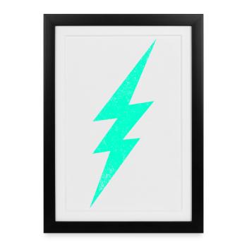 Elektrische Blitz Grafik auf Trendigem H Interieur - Gerahmtes Poster (27 × 37 cm) - Schwarz - Vorne