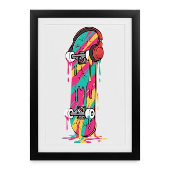 Esthétique du streetwear en skateboard - Affiche encadrée (27 × 37 cm) - noir - Devant