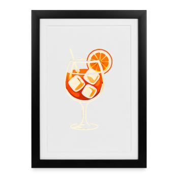 Idée cadeau en verre Spritz pour fête - Affiche encadrée (27 × 37 cm) - noir - Devant