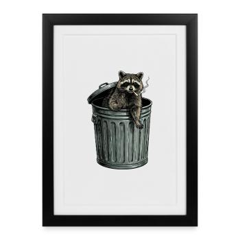 Trash PandaNaughty Raccoon in Trash Can Cigarette - Framed poster (27 × 37 cm) - black - Front
