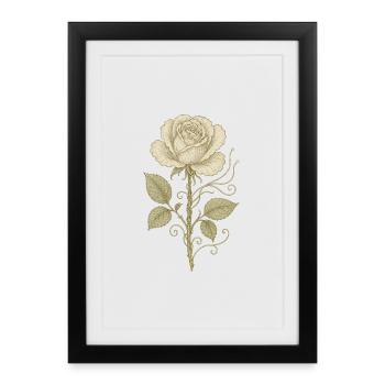 Dessin au crayon rose vintage - Affiche encadrée (27 × 37 cm) - noir - Devant