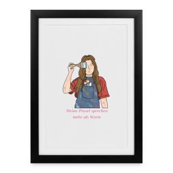 Meine Pinsel sprechen mehr als Worte - Gerahmtes Poster (27 × 37 cm) - Schwarz - Vorne