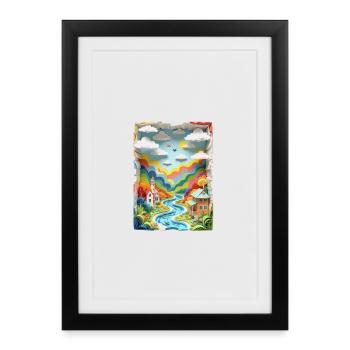 Ville faite de papier - Affiche encadrée (27 × 37 cm) - noir - Devant