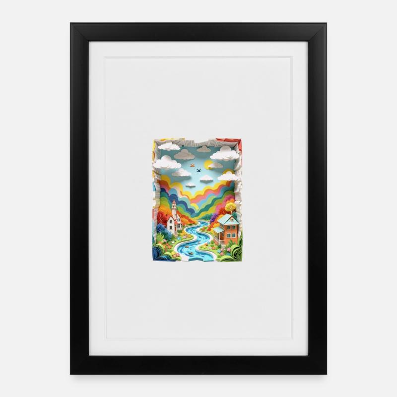 Stadt aus Papier - Gerahmtes Poster (27 × 37 cm) - Schwarz