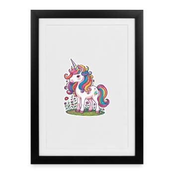 Unicorn Field of Flowers - Framed poster (27 × 37 cm) - black - Front