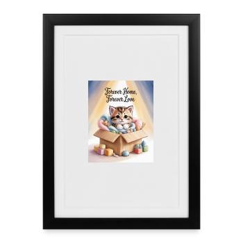Chaton dans une boîte pour toujours - Affiche encadrée (27 × 37 cm) - noir - Devant