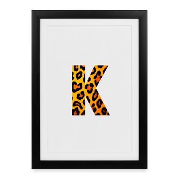 Leopard letter K - Framed poster (27 × 37 cm) - black - Front