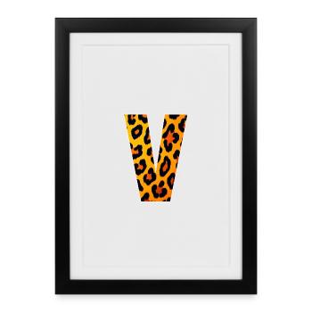 Leopard V Ornament Orange - Framed poster (27 × 37 cm) - black - Front