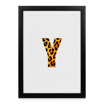 Leopard Y Letter Print - Framed poster (27 × 37 cm) - black - Front
