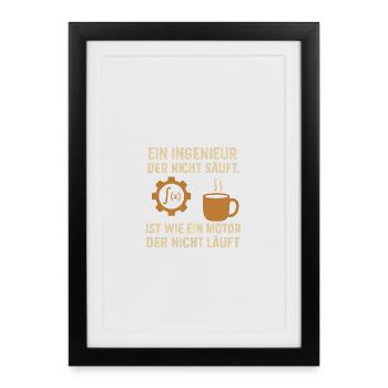 Ingénieur Humour Coffee Engine - Affiche encadrée (27 × 37 cm) - noir - Devant