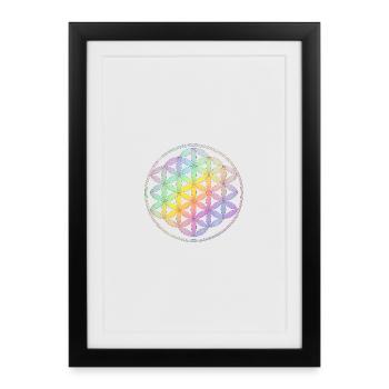 Fleur de vie - Affiche encadrée (27 × 37 cm) - noir - Devant
