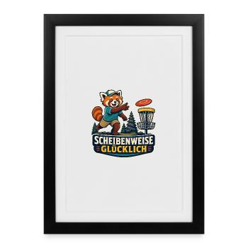 Scheibenweise glücklich – Discgolf - Gerahmtes Poster (27 × 37 cm) - Schwarz - Vorne