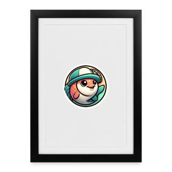Poisson au chapeau de pêcheur - Affiche encadrée (27 × 37 cm) - noir - Devant