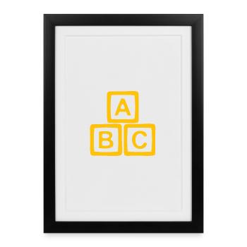 Gold-tone ABC block design - Framed poster (27 × 37 cm) - black - Front