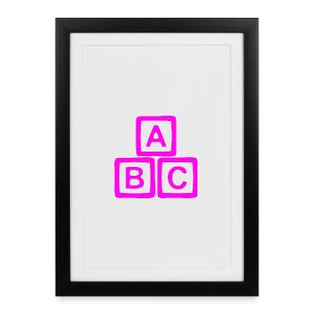 ABC Neon Block Graphic Print - Framed poster (27 × 37 cm) - black - Front