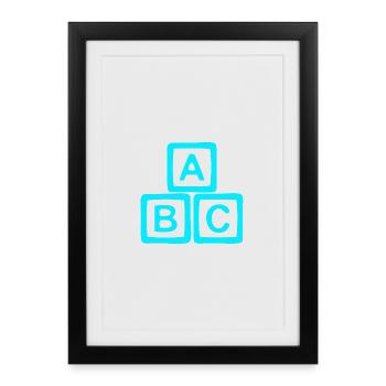 Neon ABC Block Pattern - Framed poster (27 × 37 cm) - black - Front