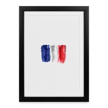 Flag of France in Watercolor - Framed poster (27 × 37 cm) - black - Front