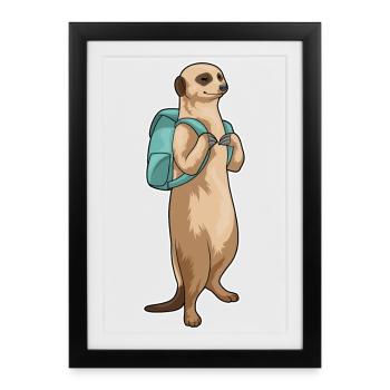 École de sac à dos pour élèves de Suricate - Affiche encadrée (27 × 37 cm) - noir - Devant