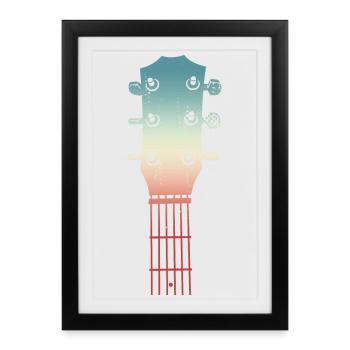 Skizze einer Gitarrenkopfplatte - Gerahmtes Poster (27 × 37 cm) - Schwarz - Vorne
