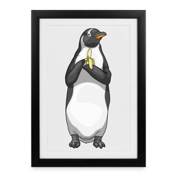 Banane Pingouin - Affiche encadrée (27 × 37 cm) - noir - Devant